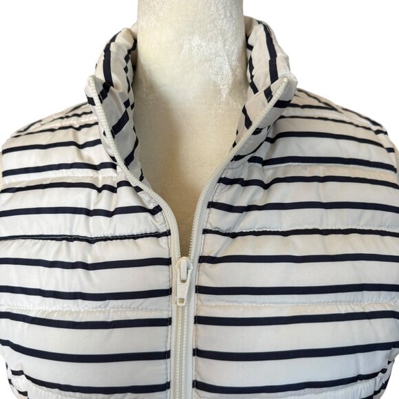 Colebrook navy blue and off white striped zip up puffer vest with pockets S - Picture 6 of 11
